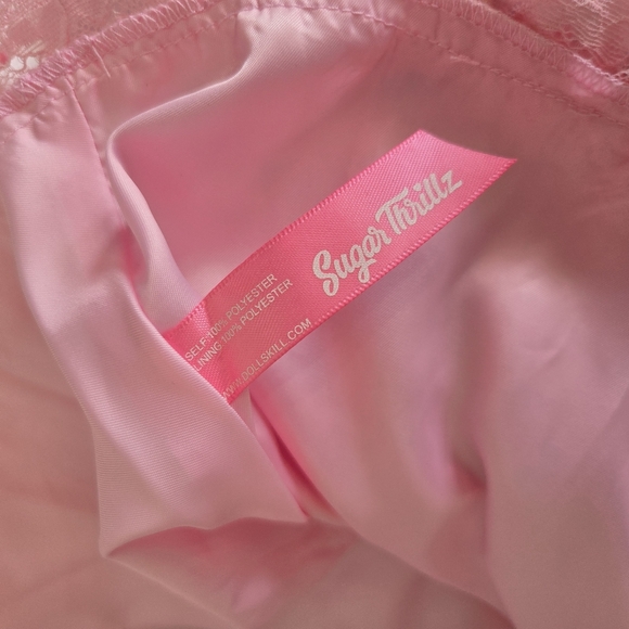 Sugar Thrillz Pink Floral Taffeta Corset Bow Dress, S - Picture 10 of 12